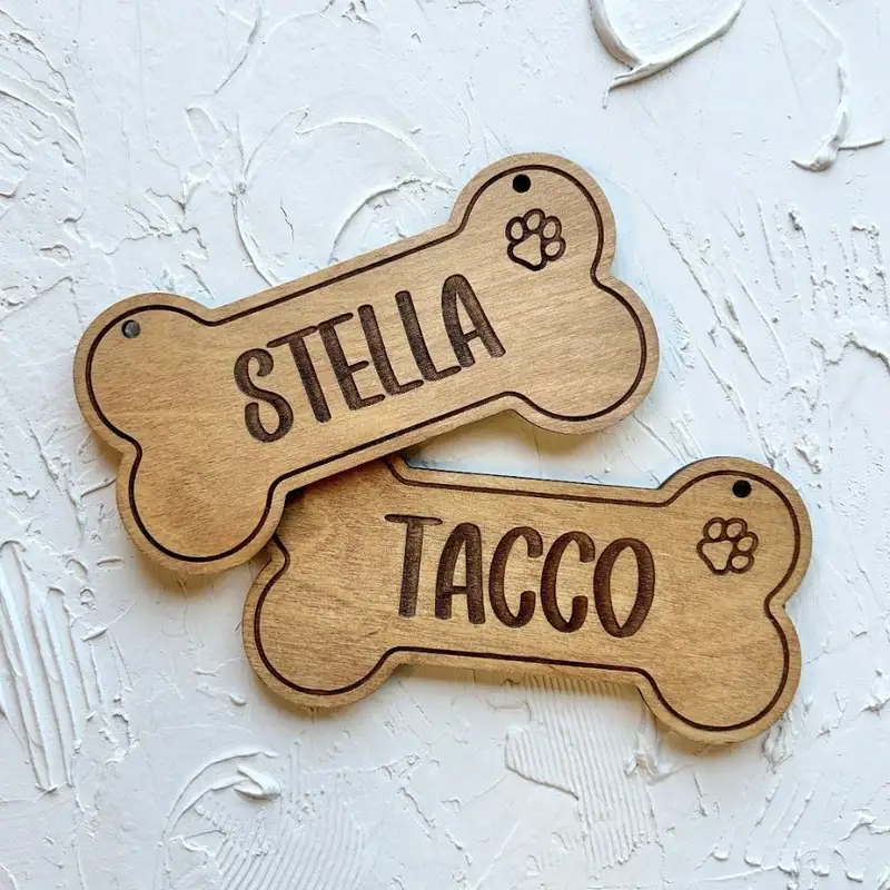 5PCS Tag Anjing Kayu Kustom -  - Industrial Laser Marker ulasan dan harga