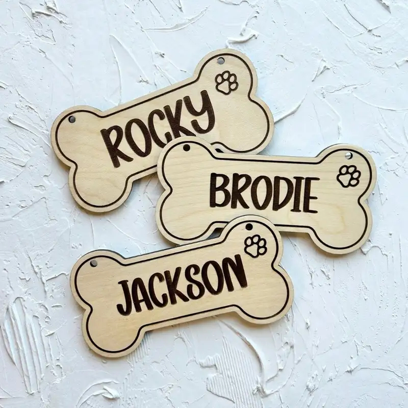 5PCS Tag Anjing Kayu Kustom -  - Industrial Laser Marker ulasan dan harga